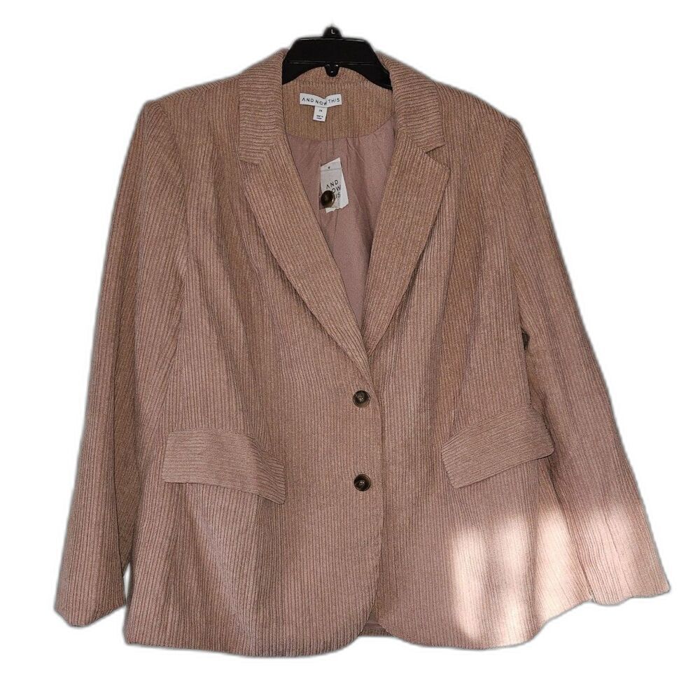 AND NOW THIS Corduroy Blush Blazer with Pockets Workwear 2X NWT